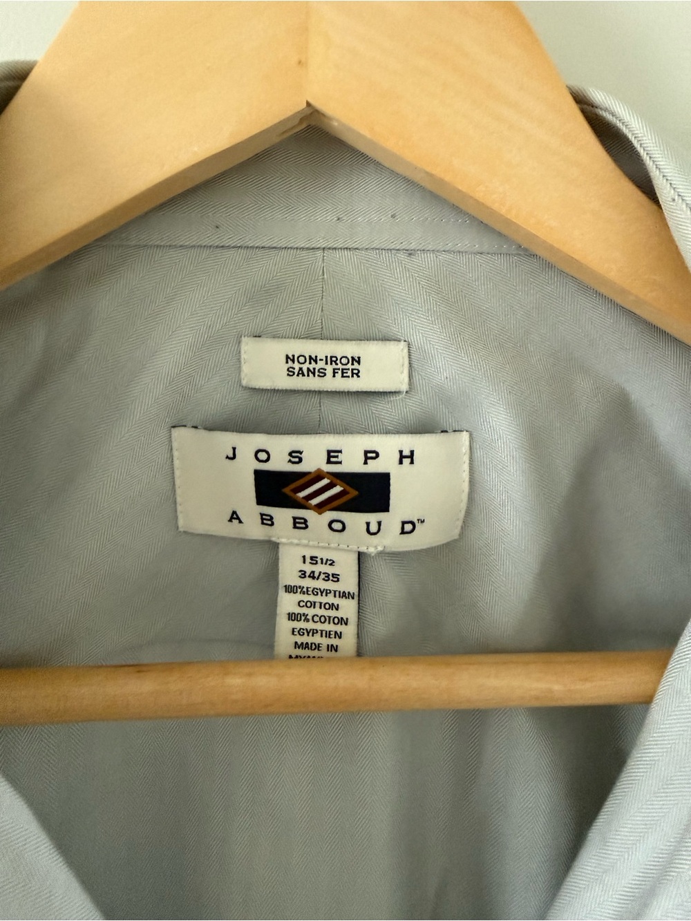 Joseph Abboud 100% Egyptian Cotton Light Gray Men's Dress Shirt - Picture 4 of 4